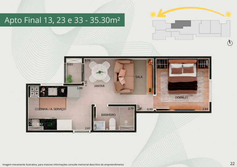 Apto final 13,23 e 33 - 35,30m²