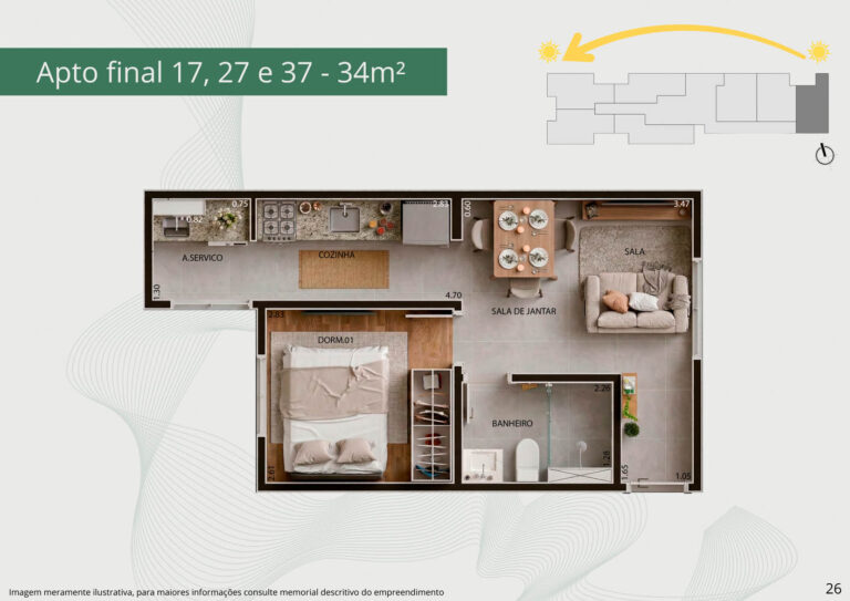 Apto final 17,27 e 37 - 34m²