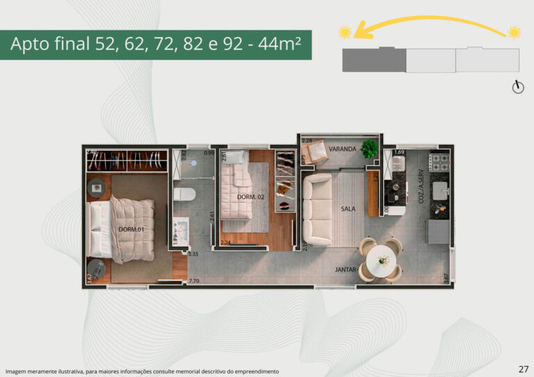 Apto final 52,62,72,82 e 92 - 44m²