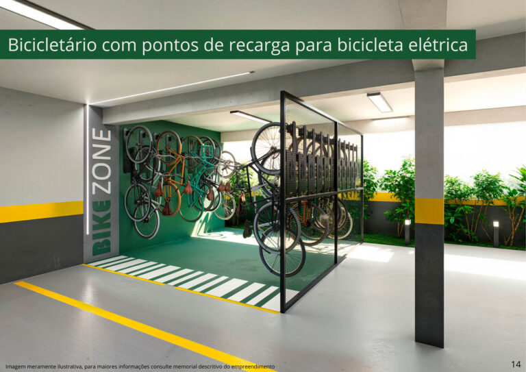 Bicicletário com-ponto de recarga para as eletricas