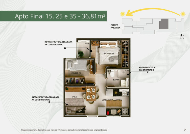 Apto final 15,25 e 35 - 36,30m²